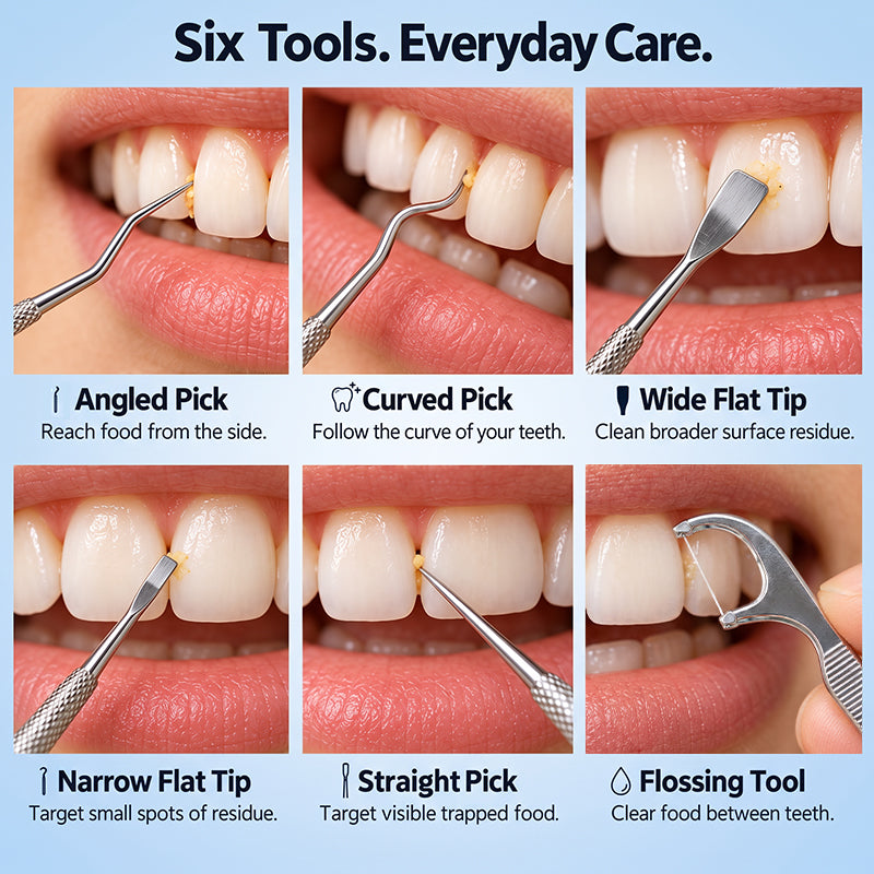🦷✨ Set stuzzicadenti in acciaio inossidabile – Dì Addio ai Residui Tra i Denti! 🚫 Riutilizzabili, Multiuso e Portatili per Ogni Giorno 🍃
