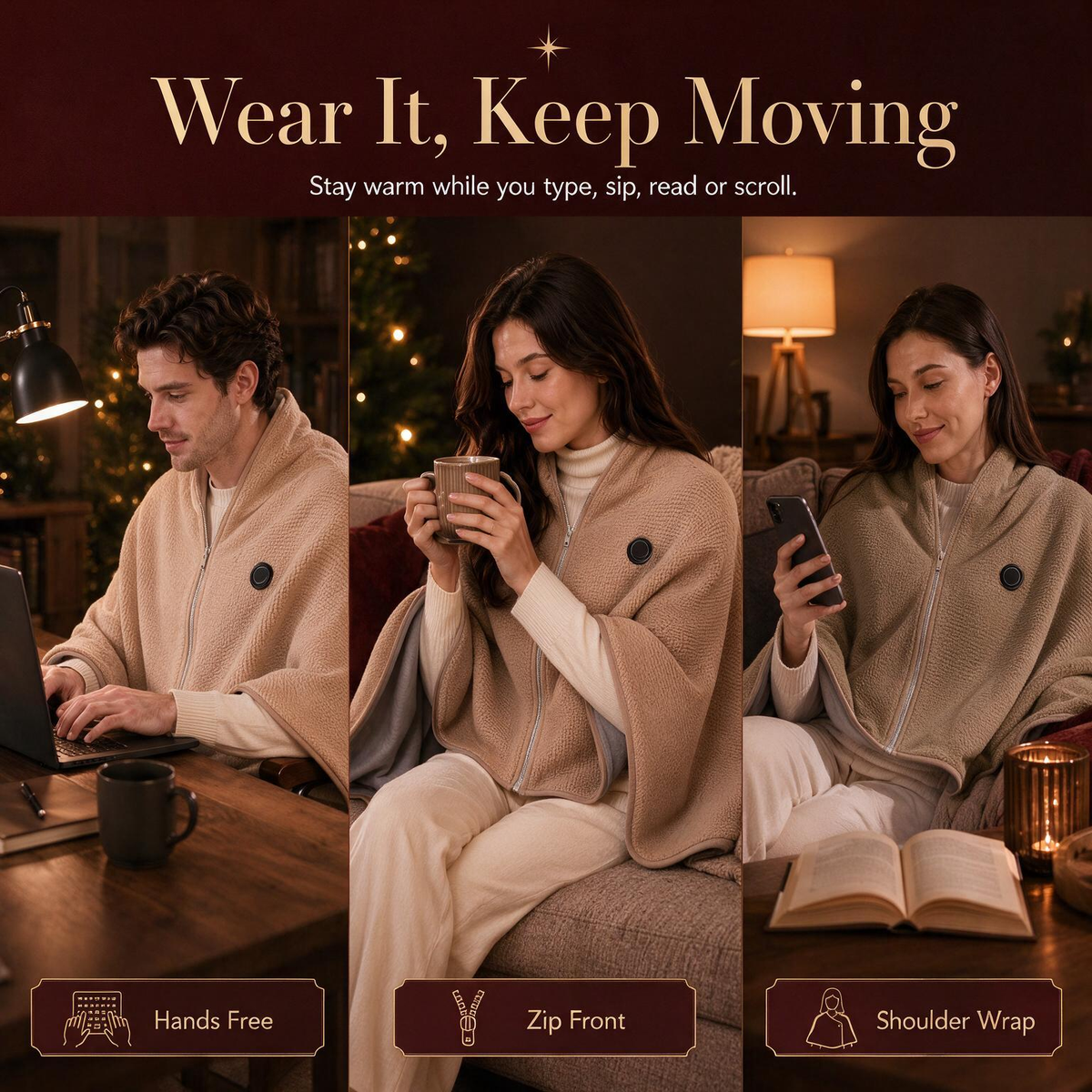 ❄️ I preferiti dell’inverno 🔥 Scialle coperta riscaldato USB – Mantella elettrica portatile per un caldo comfort invernale nel Regno Unito
