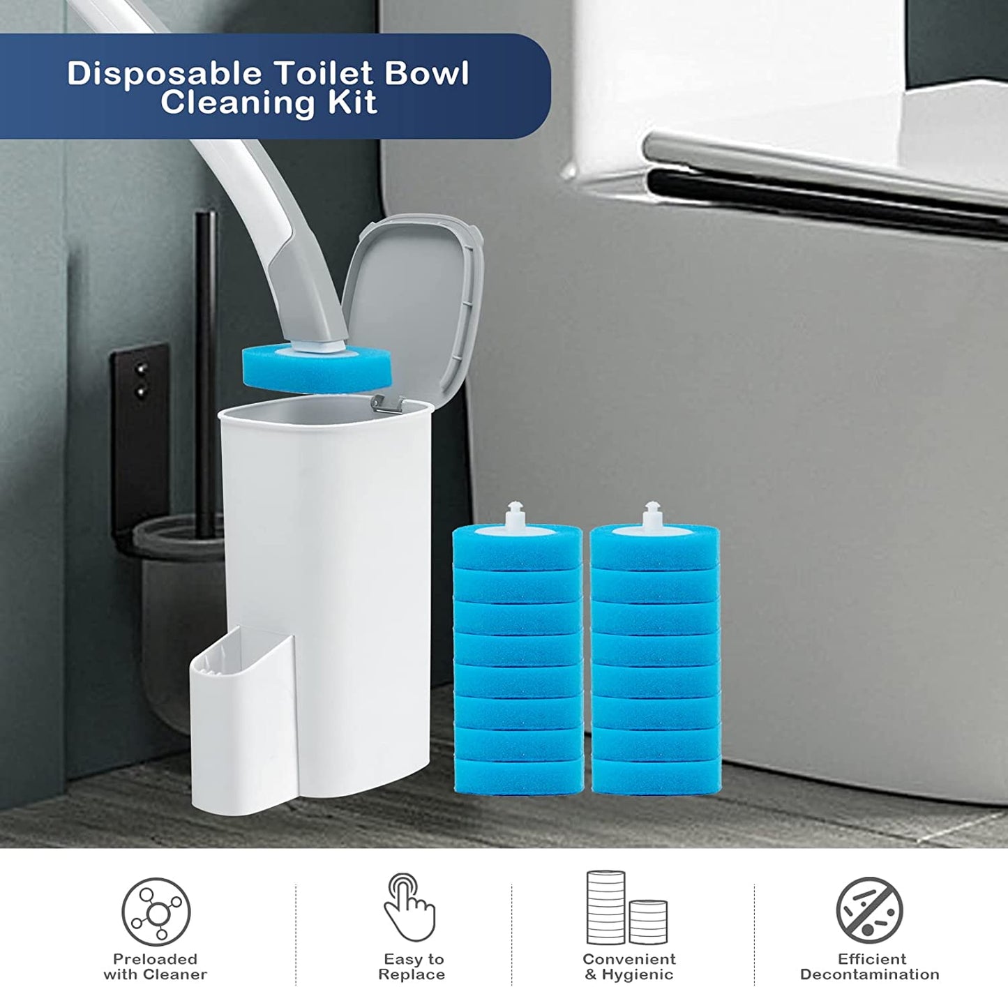 ⚡50K+ VENDUTI!🚽💦Gadget Pulizia Senza Mani🧽Strumento Usa e Getta per WC