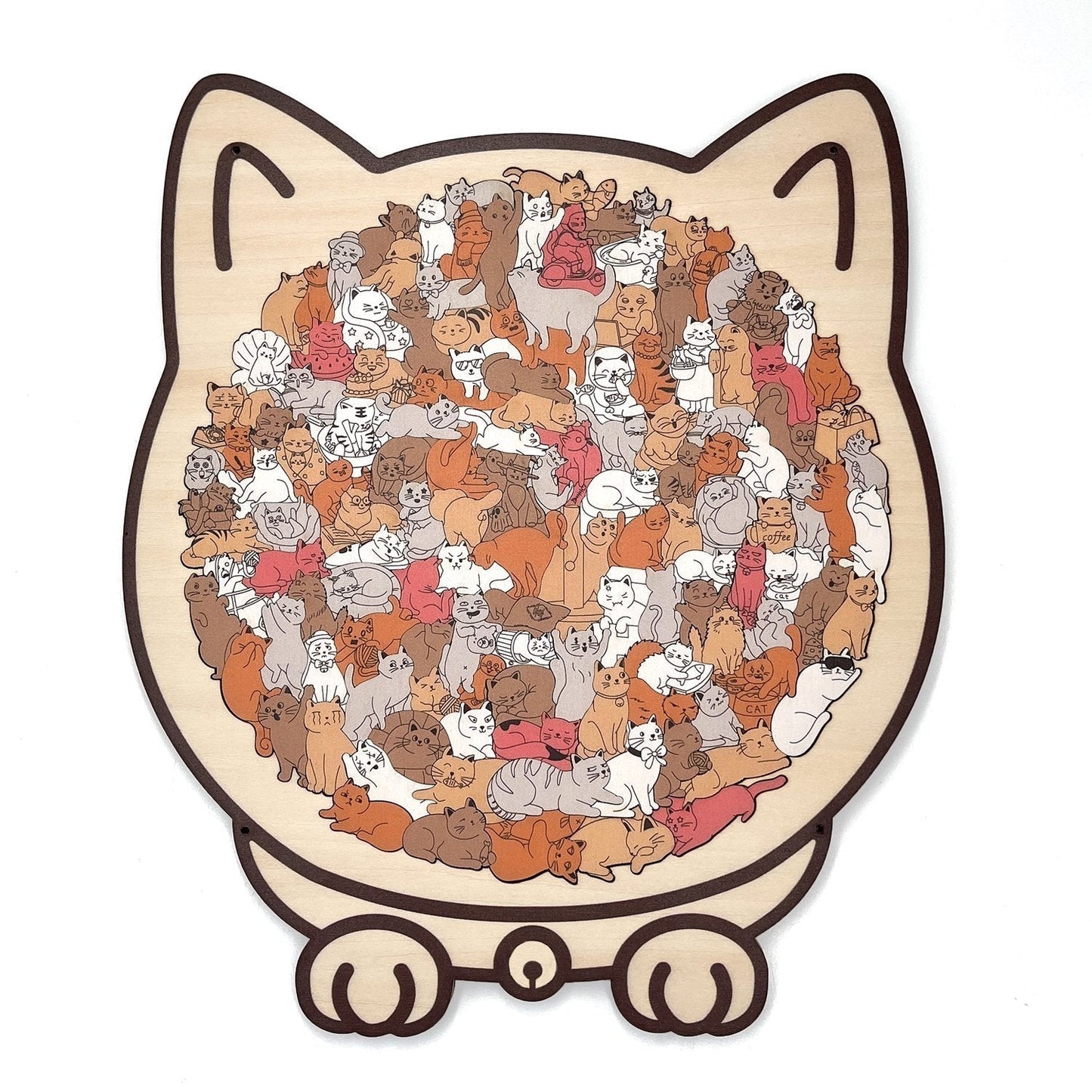 🎅Saldi natalizi 50% DI SCONTO🐱Puzzle in legno a forma di gatto in colori Morandi, 135 pezzi🎁