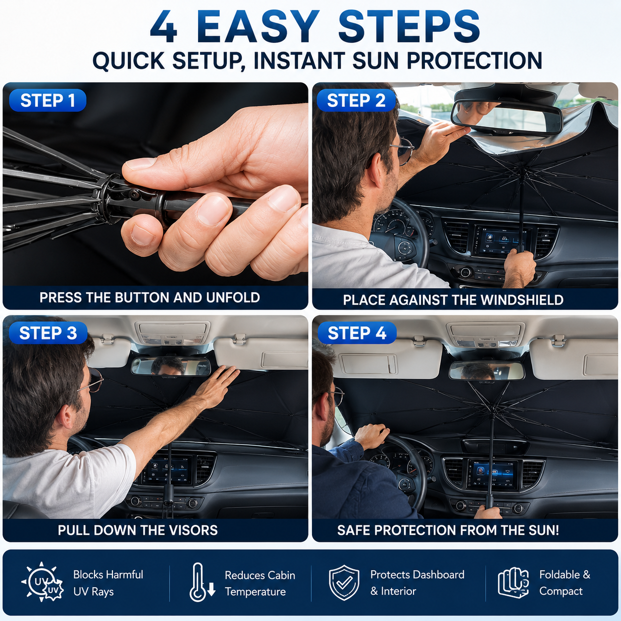 🥳2026 NUOVI ARRIVI🥳💞50K+ VENDUTI!⚡☂️ 50% SCONTO! Parasole per Parabrezza Auto Aggiornato – Materiale riflettente, pieghevole. Protezione UV efficace – evita il surriscaldamento dell’abitacolo! 🛡️✨
