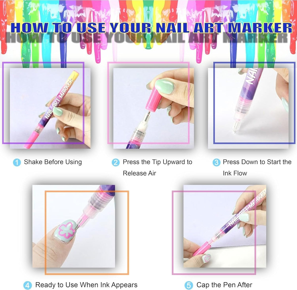 ⏰LAST DAY SPECIAL PRICE: ￡9.99!!⏳12 Colors Nail Art Pens Set🎨💅
