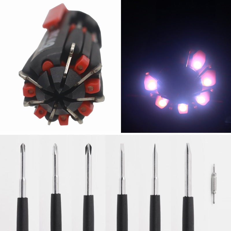 Cacciavite 8 in 1 con torcia a LED
