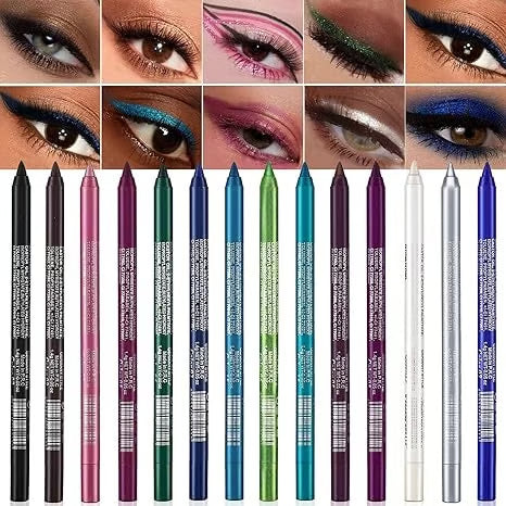 🎁Super Offerta💜 50.000 unità vendute✨ Set di 14 eyeliner gel waterproof Caratteristiche: finiture metallizzate e perlacee Formula a lunga tenuta, a prova di sbavature✨