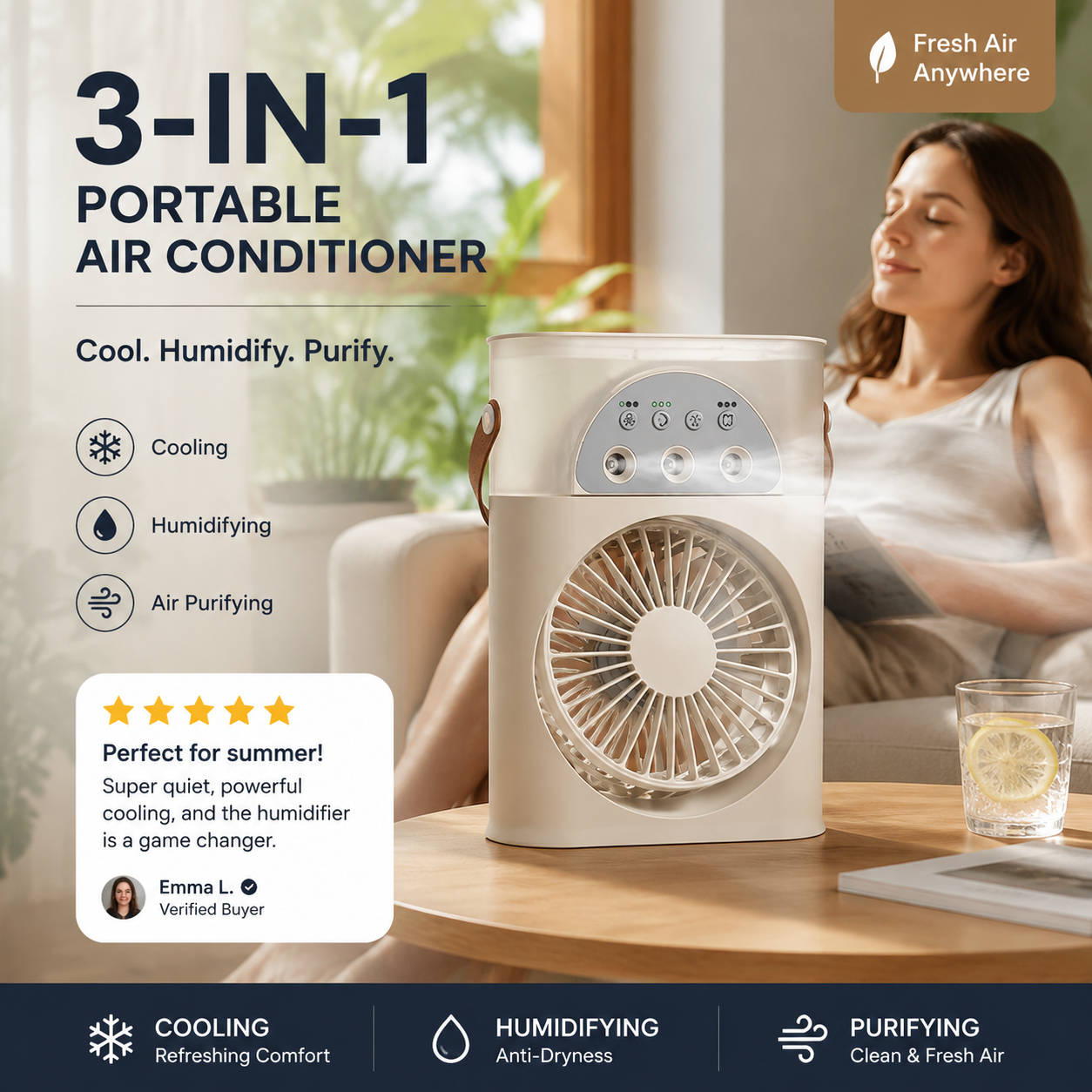 Condizionatore d'Aria Portatile 3 in 1 [Ultra Potente]