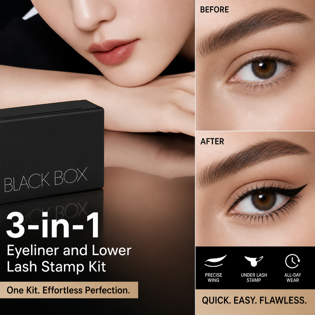 👁️Kit 3-in-1 Eyeliner & Timbro Ciglia Inferiori – Waterproof, Anti-sbavature & Lunga Durata – Ideale per un Trucco Occhi Rapido e Perfetto ✨💄