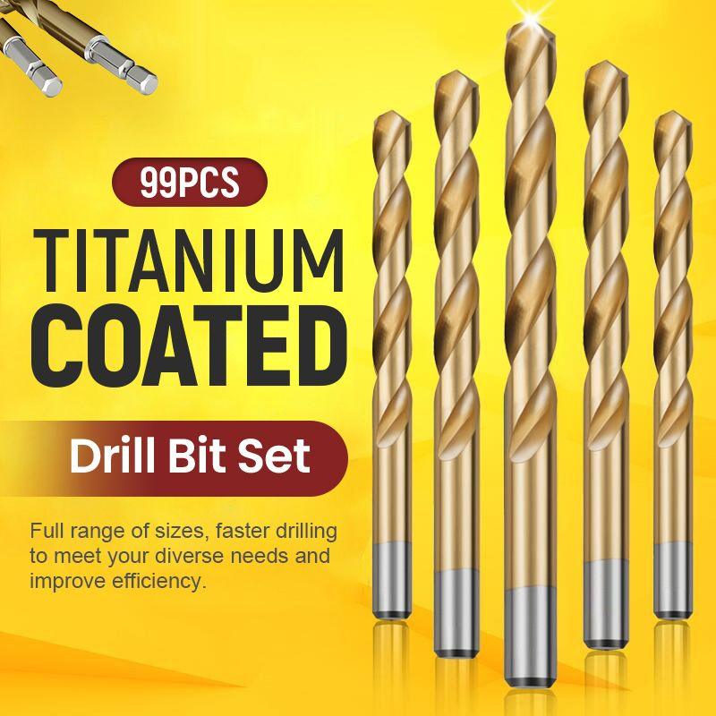 🔧🔥 Sconto del 50% per un periodo limitato! Non bruciate più le vostre punte da trapano come fossero falò! Questo set di 99 punte da trapano in acciaio rapido al titanio presenta un design a doppia scanalatura a U per rimuovere tutti i trucioli.