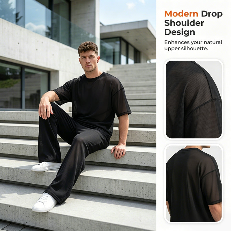 👔Set da uomo composto da maglietta e pantaloni a gamba larga