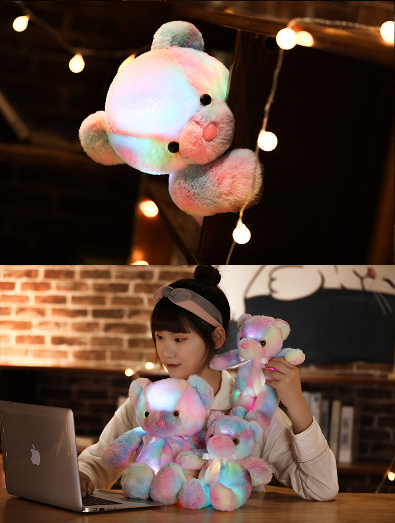 Orsacchiotto Peluche Luminoso con Luce LED Multicolore, Pupazzo Morbido per Bambini