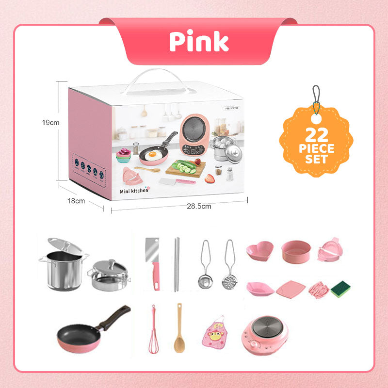 👧🏻 60% DI SCONTO! 🎉 Mini Cucina Giocattolo 22 Pezzi – Effetti Sonori/Luci, Sviluppo Cognitivo & Gioco Realistico 🍳📦