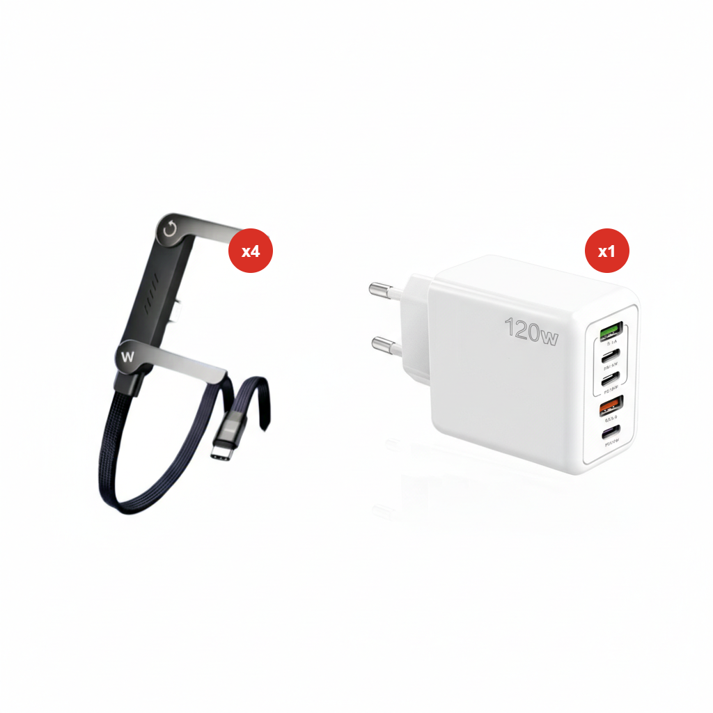 ⚡Cavo di ricarica invisibile 2 in 1 – Cavo di ricarica rapida da 240 W con supporto per telefono integrato