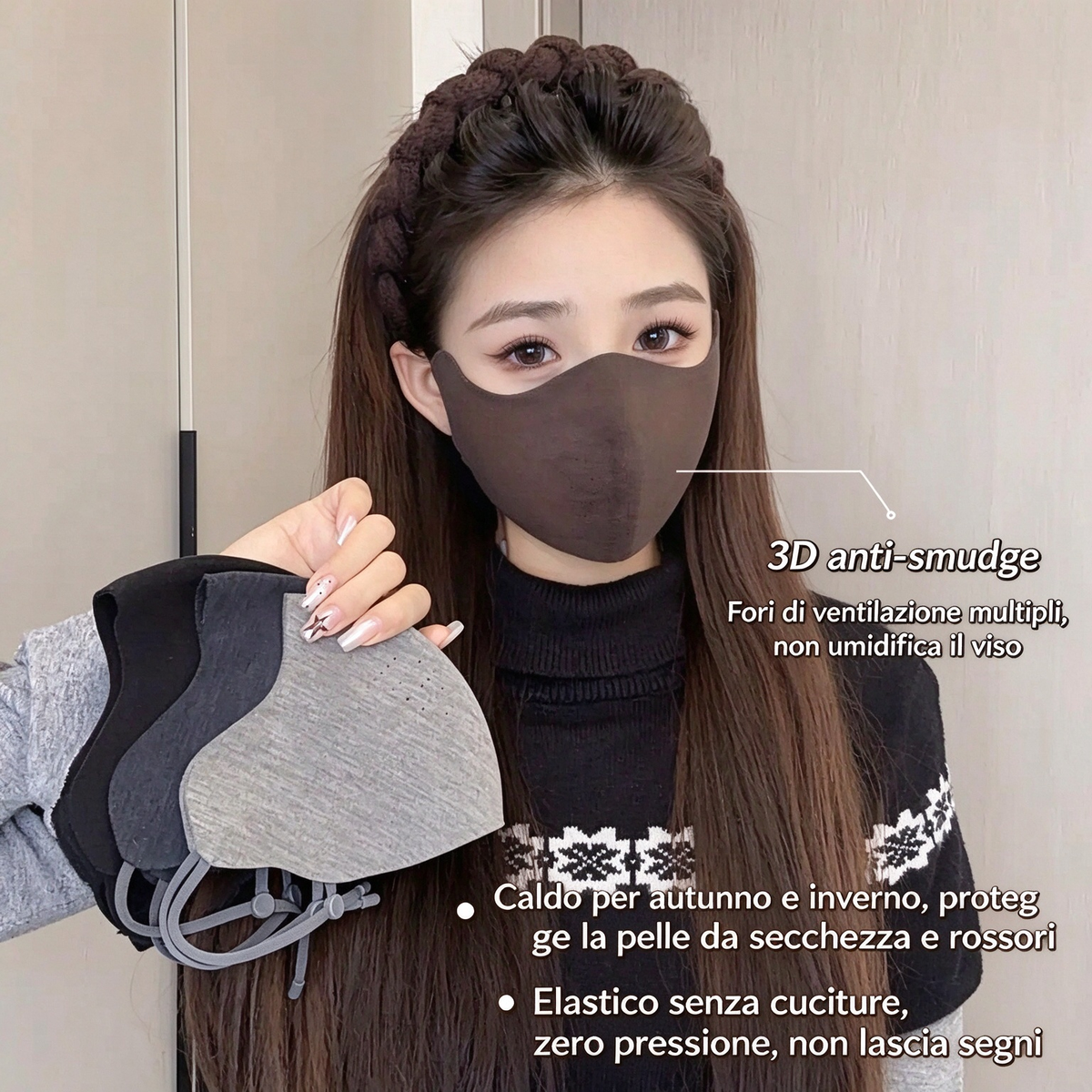 🧣✨ Mascherina invernale termica 3D con protezione oculare – Dì Addio al vento freddo, pelle secca e trucco sbavato! 🚫 UPF50+, traspirante, non appanna e non rovina il trucco ❄️