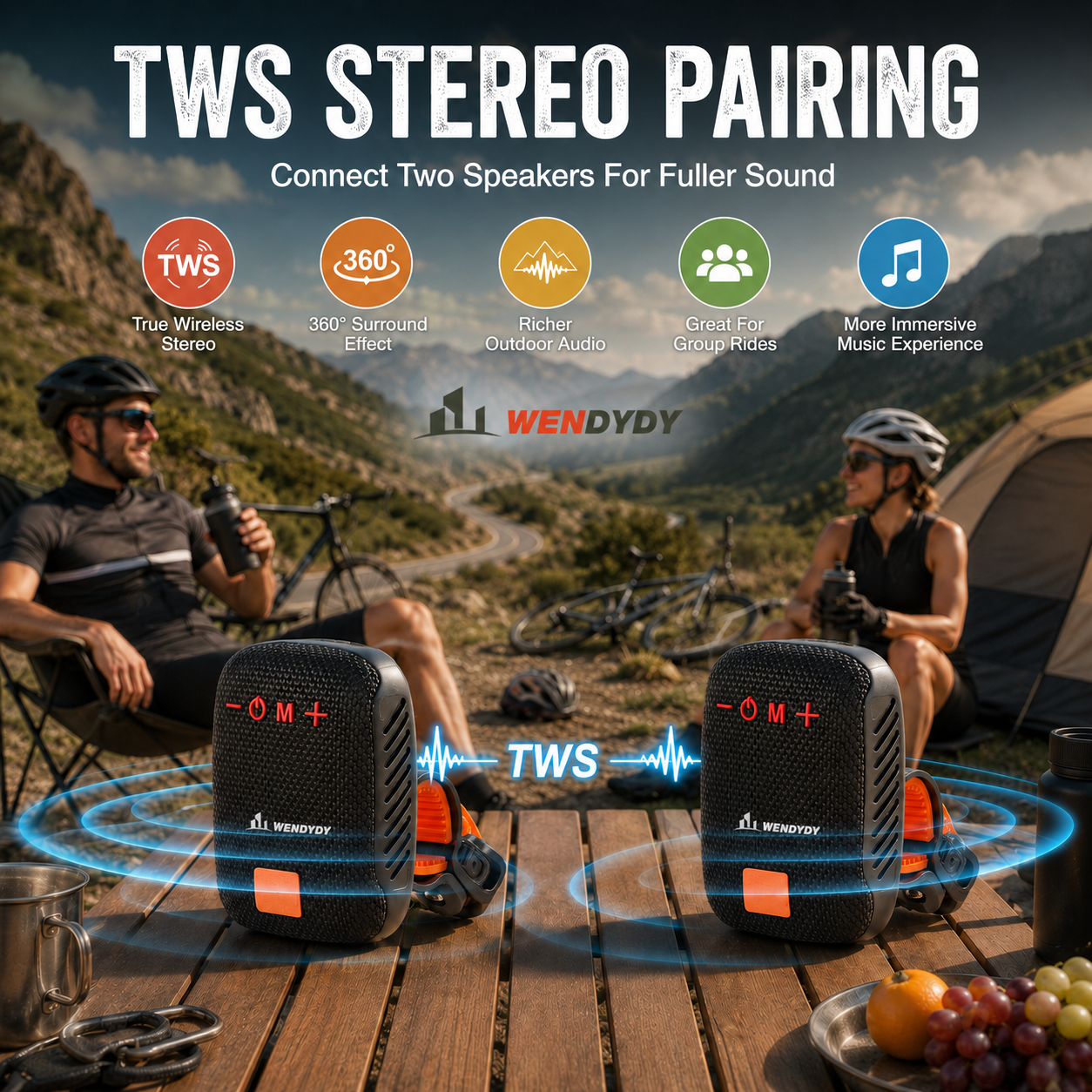 🥳SUPER OFFERTA 2026🥳💞50.000+ VENDUTI!🔥50% DI SCONTO! Cassa Bluetooth Impermeabile per Bici – IPX5, Stereo TWS, Vivavoce, supporto sicuro, 70m di portata. Goditi la musica mentre pedali! 🚲
