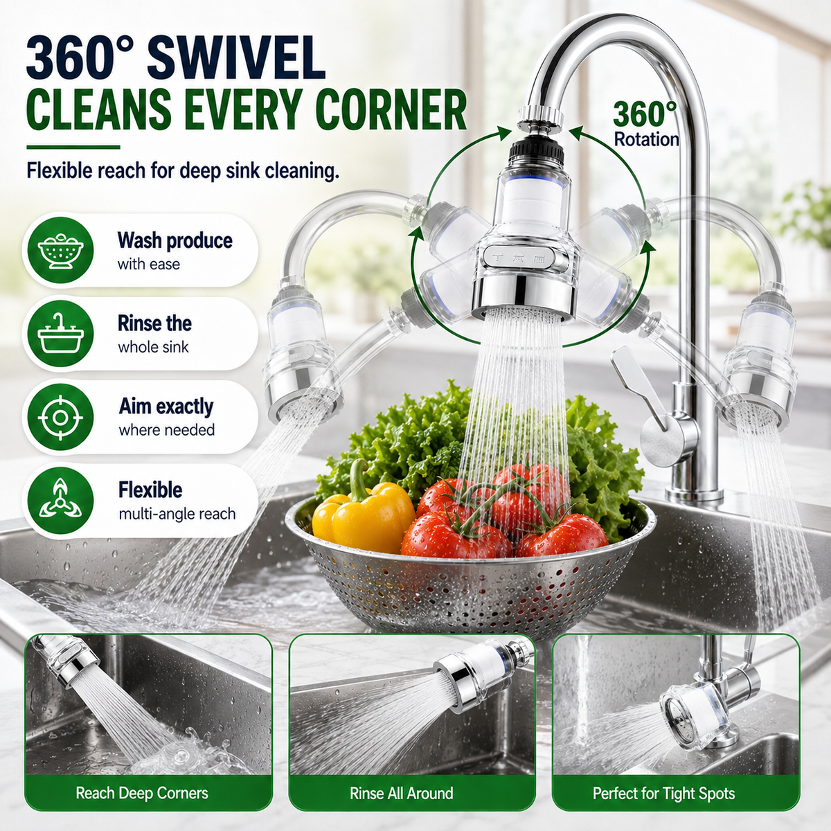 🚰 50% DI SCONTO ORA! 💧 Filtro per rubinetto a 360° – rinfrescante, pratico e senza schizzi, perfetto per cucina e bagno 🏠