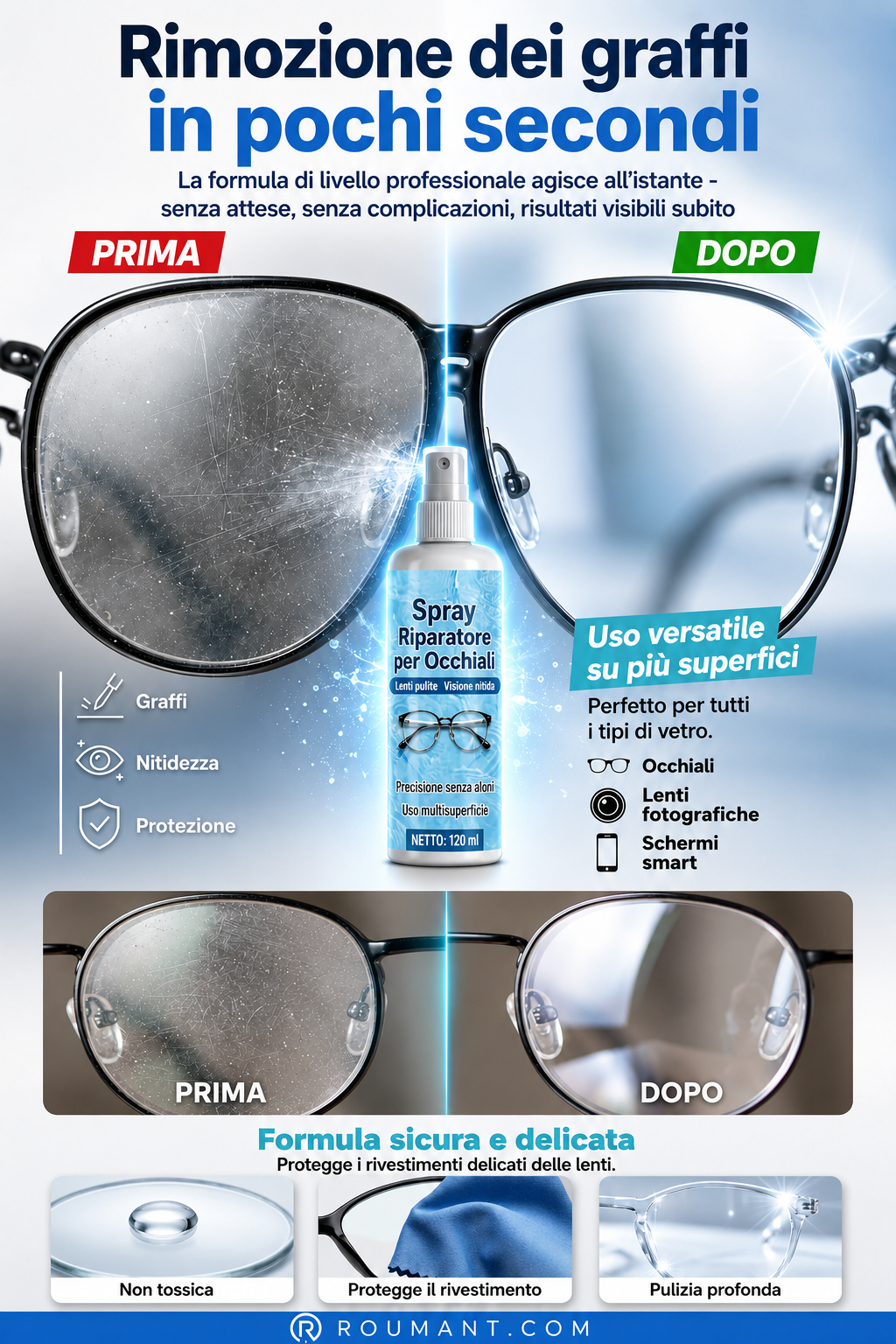 Spray di riparazione di graffi di lenti professionali