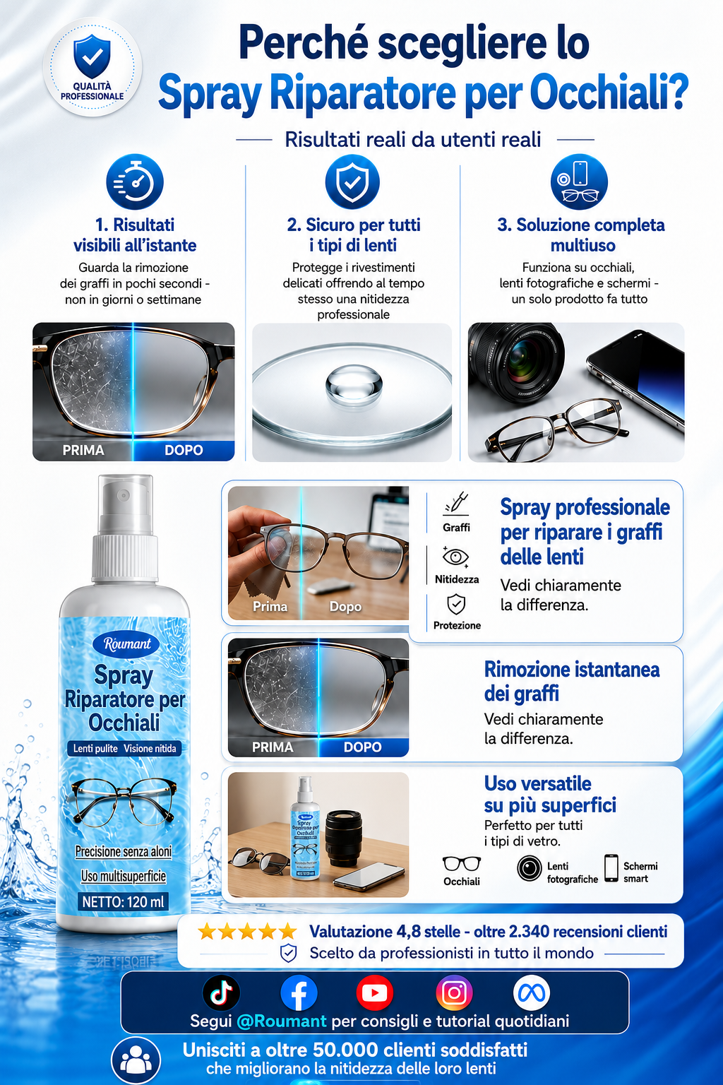 Spray di riparazione di graffi di lenti professionali