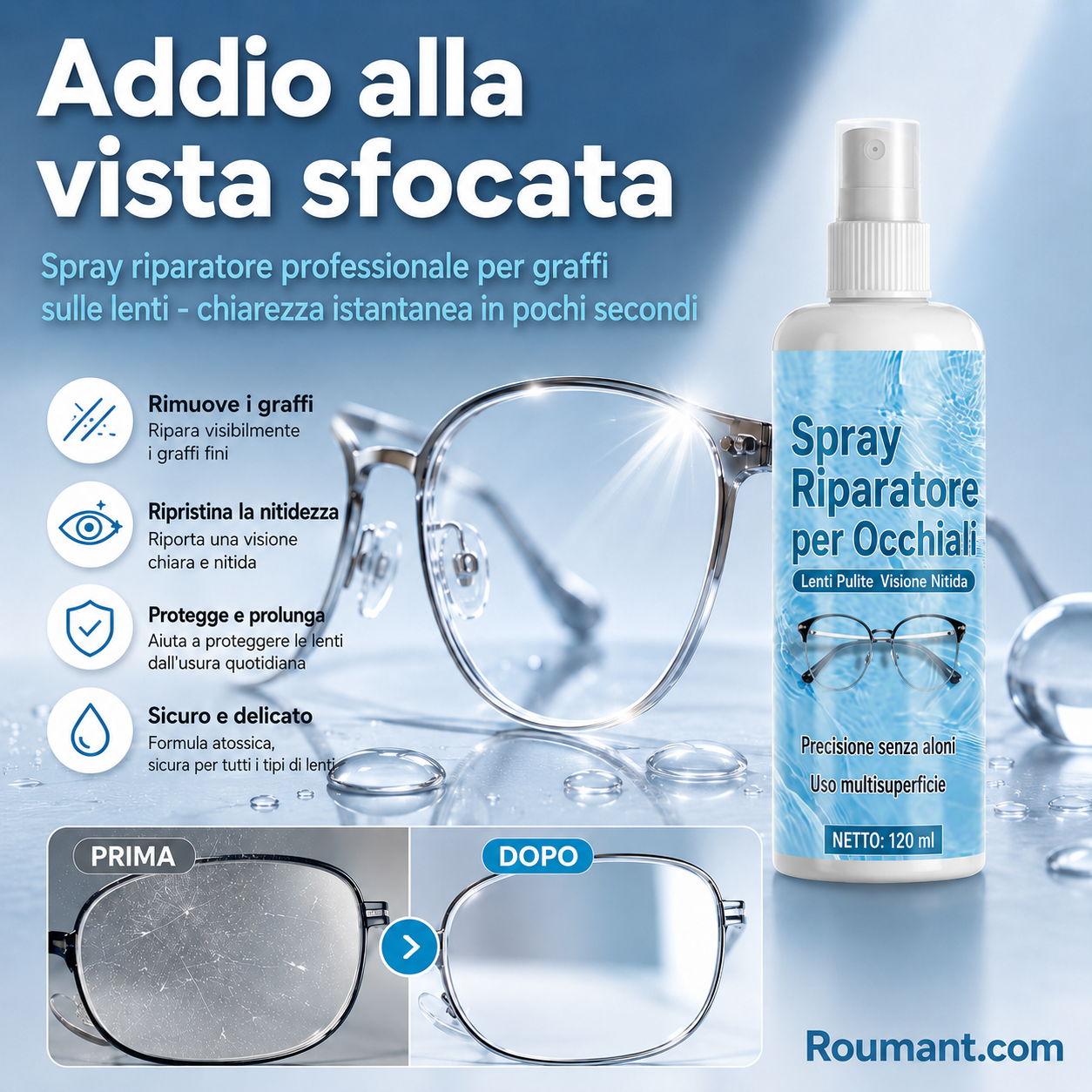 Spray di riparazione di graffi di lenti professionali