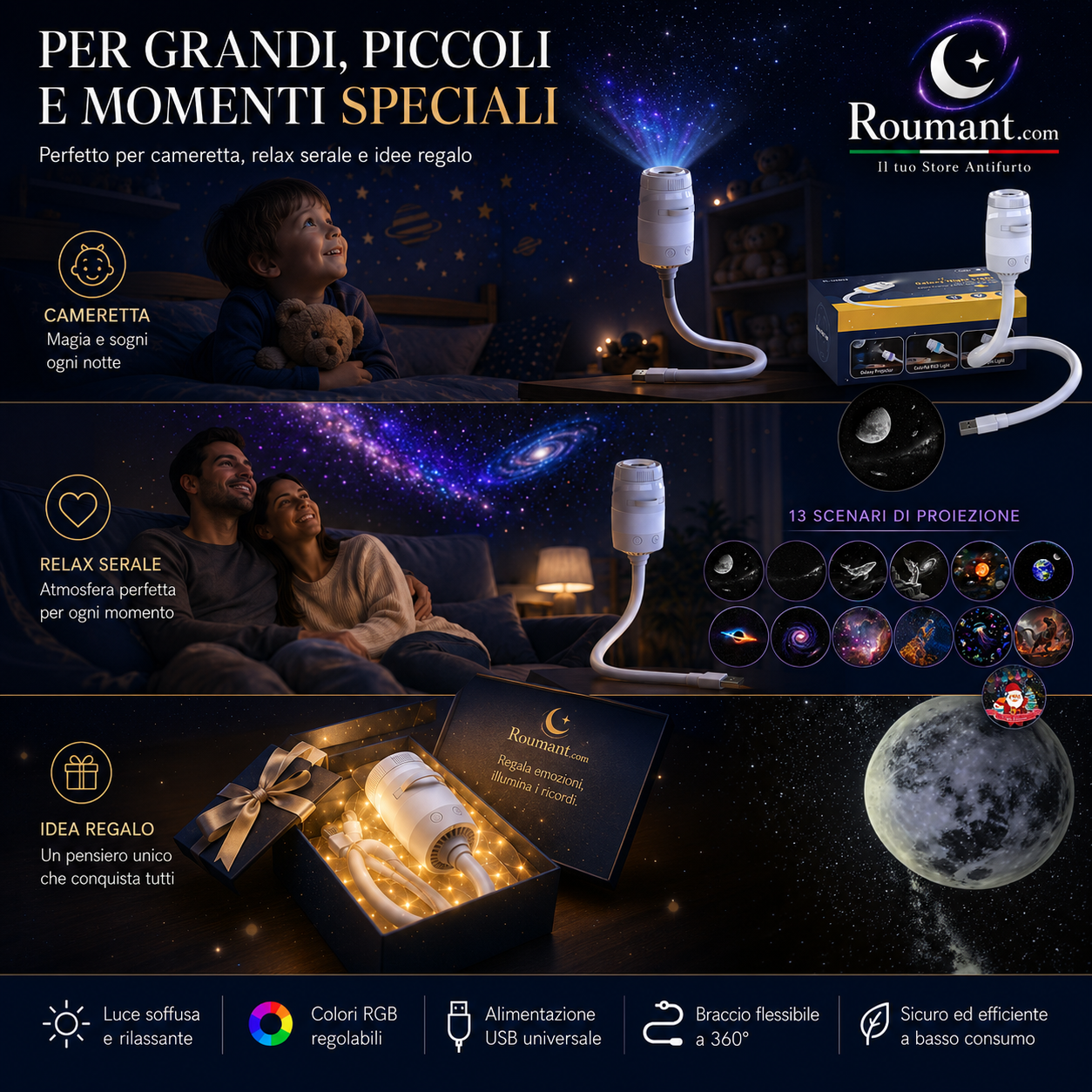 🥳SUPER OFFERTA 2026🥳💞50.000+ VENDUTI!🔥50% DI SCONTO! Lampada USB con Proiezione del Cielo Stellato – Effetto cielo stellato magico, luce soffusa, facile da usare, perfetta per camera da letto e serate rilassanti ✨🌌
