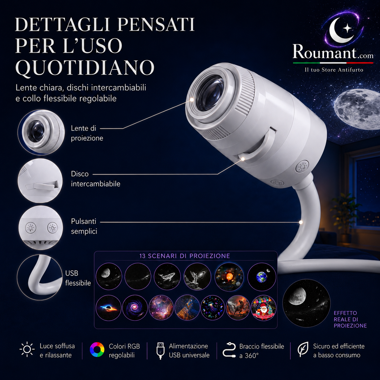 🥳SUPER OFFERTA 2026🥳💞50.000+ VENDUTI!🔥50% DI SCONTO! Lampada USB con Proiezione del Cielo Stellato – Effetto cielo stellato magico, luce soffusa, facile da usare, perfetta per camera da letto e serate rilassanti ✨🌌