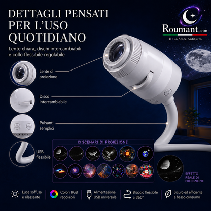🥳SUPER OFFERTA 2026🥳💞50.000+ VENDUTI!🔥50% DI SCONTO! Lampada USB con Proiezione del Cielo Stellato – Effetto cielo stellato magico, luce soffusa, facile da usare, perfetta per camera da letto e serate rilassanti ✨🌌