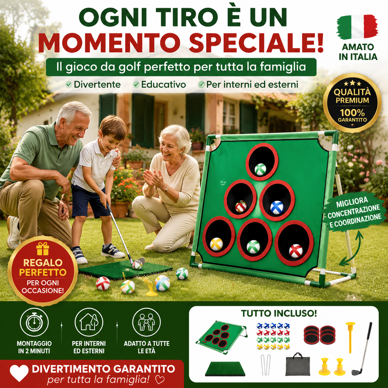 Set portatile di golf per bambini——Gioca e muoviti senza uscire di casa!