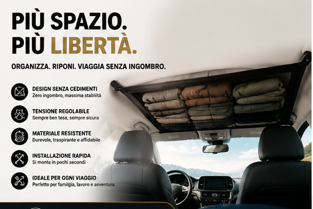 Borsa Portaoggetti da Soffitto Auto con Fibbie Regolabili