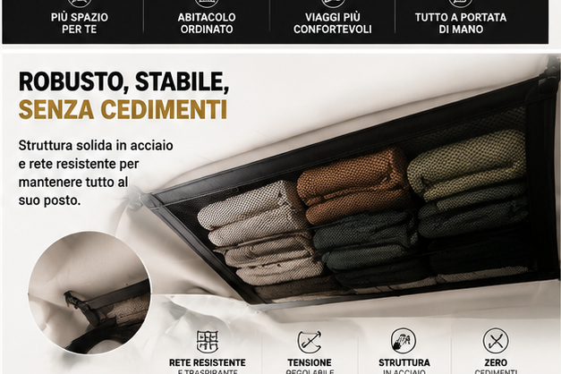 Borsa Portaoggetti da Soffitto Auto con Fibbie Regolabili