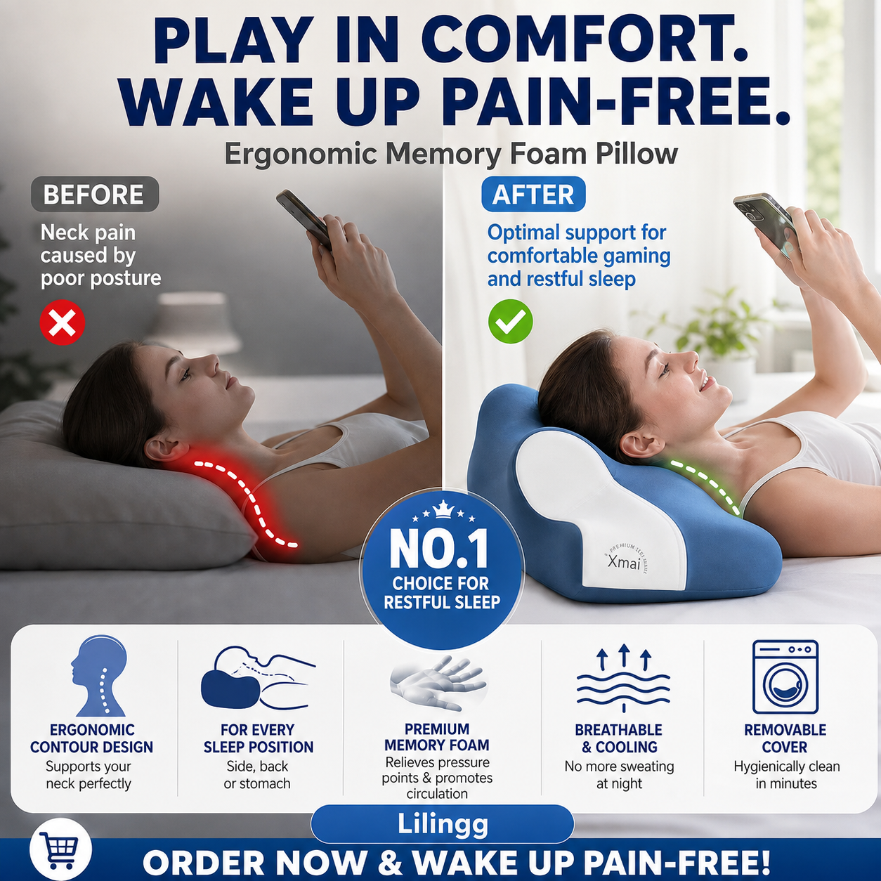 🔥✨Offerta Limitata -50%✨🔥 | Cuscino Ergonomico Multifunzione in Memory Foam
