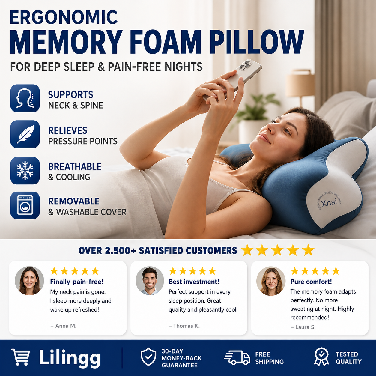 🔥✨Offerta Limitata -50%✨🔥 | Cuscino Ergonomico Multifunzione in Memory Foam