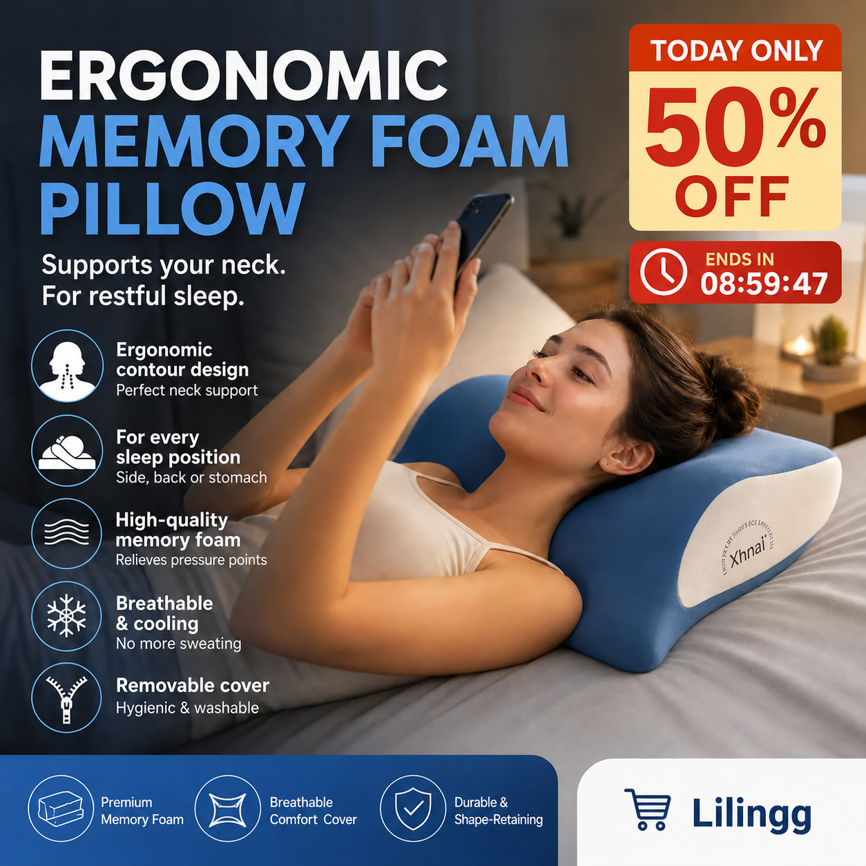 🔥✨Offerta Limitata -50%✨🔥 | Cuscino Ergonomico Multifunzione in Memory Foam