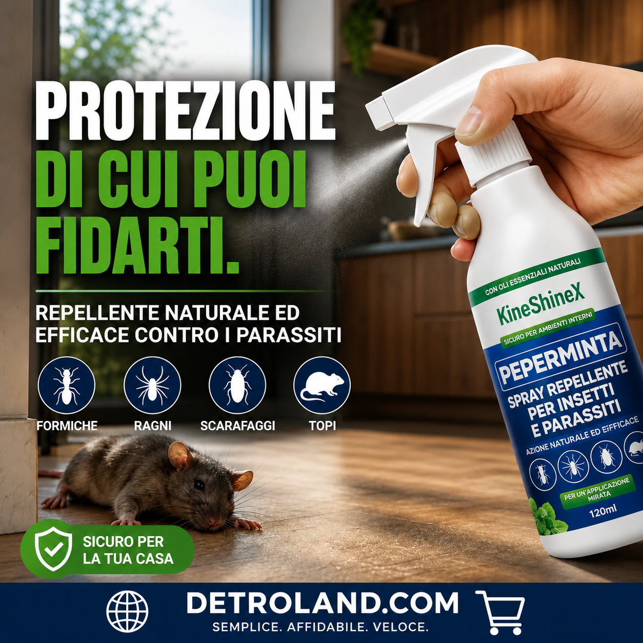 🗑️Spray Repellente per Insetti all'Olio di Menta Piperita Naturale – Massima Efficacia – Formula Profumata Sicura per Casa e Giardino