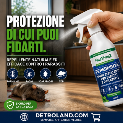 🗑️Spray Repellente per Insetti all'Olio di Menta Piperita Naturale – Massima Efficacia – Formula Profumata Sicura per Casa e Giardino