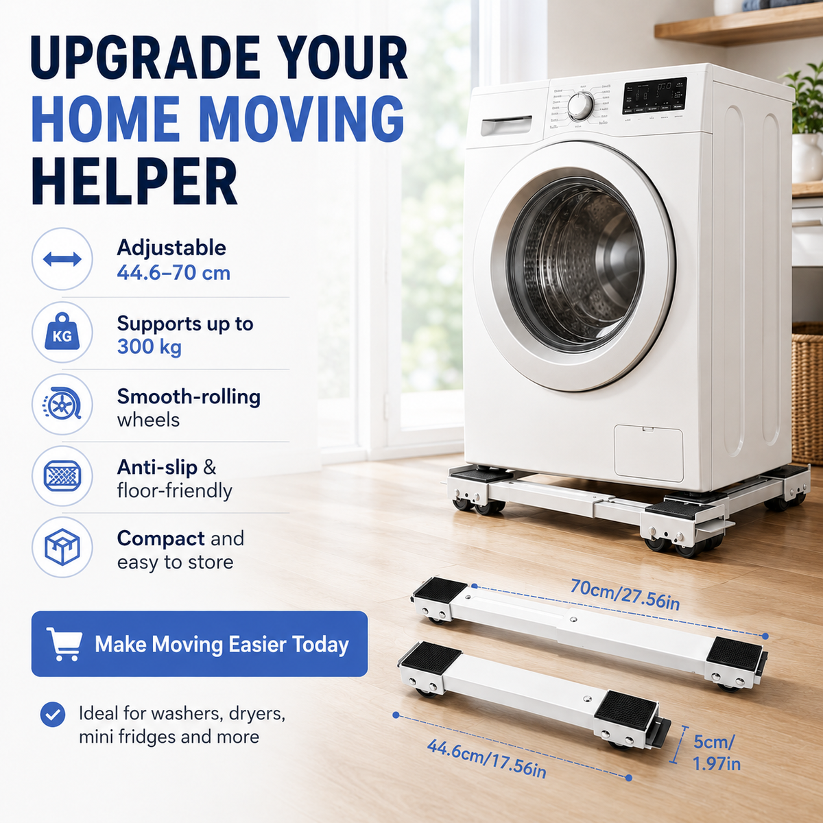 🔥 VENDITA HOT 2026 + 50K+ VENDUTI! Staffa a Rulli Easy Move per Mobili Pesanti – Portata 300 kg, lunghezza regolabile e tappetini antiscivolo. Sposta mobili pesanti senza graffiare il pavimento e risparmia sulle riparazioni. 🛠️🪑💨