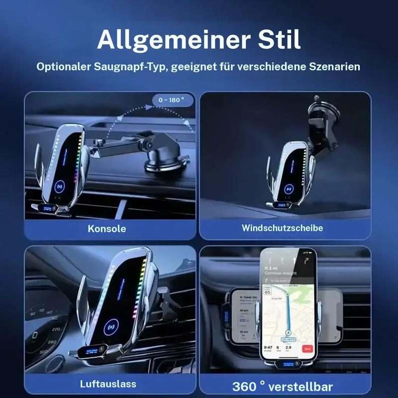🔋⚡ Wireless Car Charger and Phone Holder - Compatible with iPhone and Android Phone Types 📱🚗