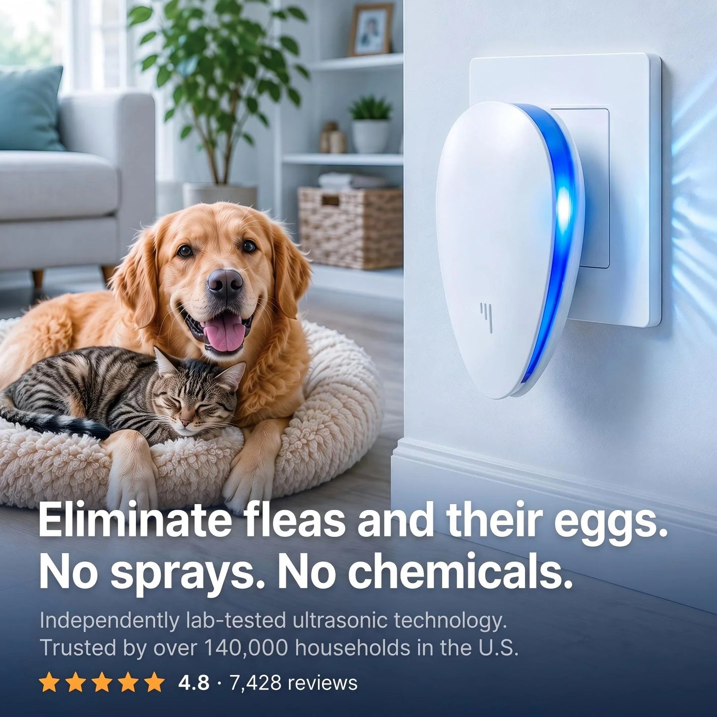 Multifunktionaler, geräuschloser Ultraschall-Schädlings- und Insektenabwehrgerät