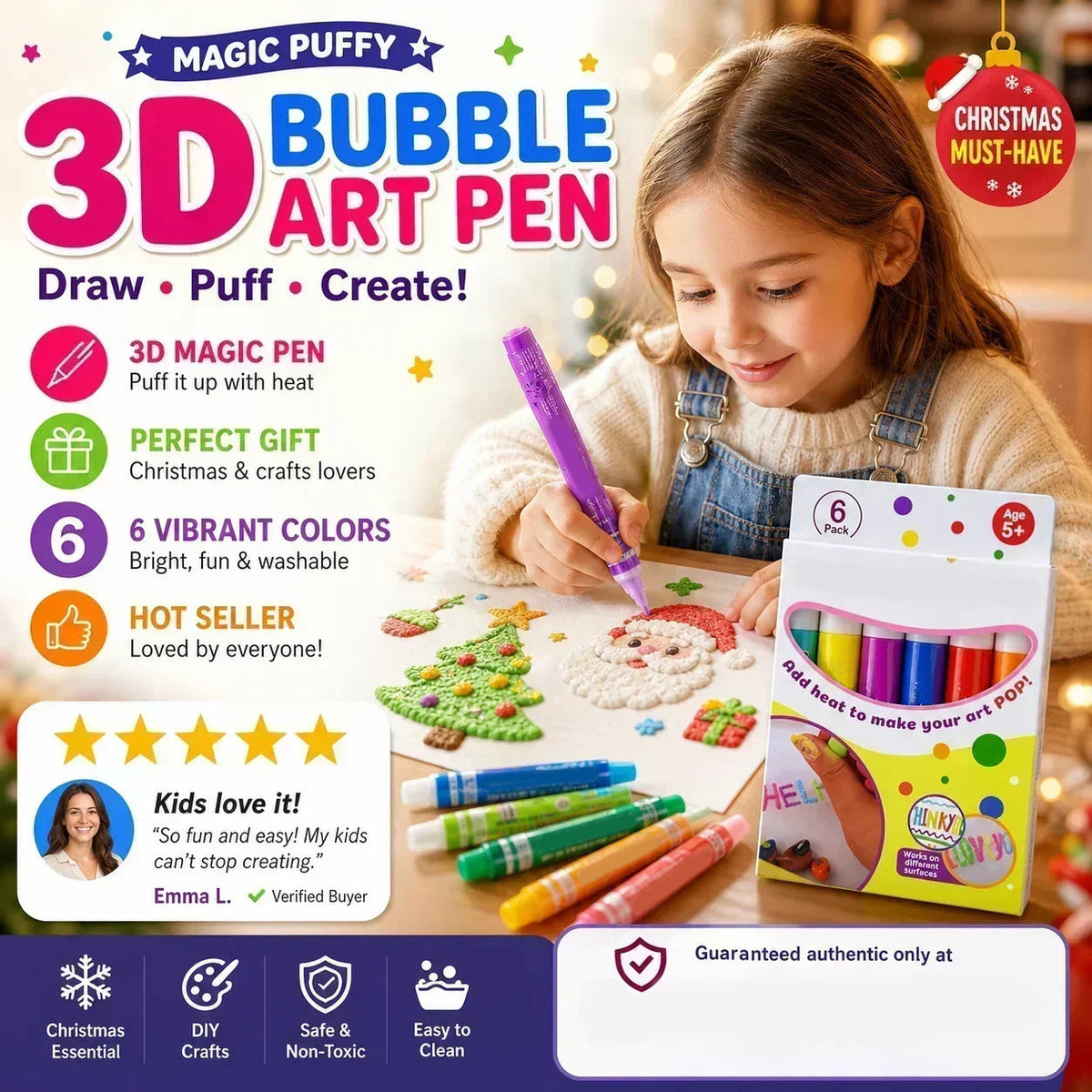 🖌️Penna magica – Disegna in 3D con un solo tratto!🎄 Fai da te: penne per disegnare con i popcorn
