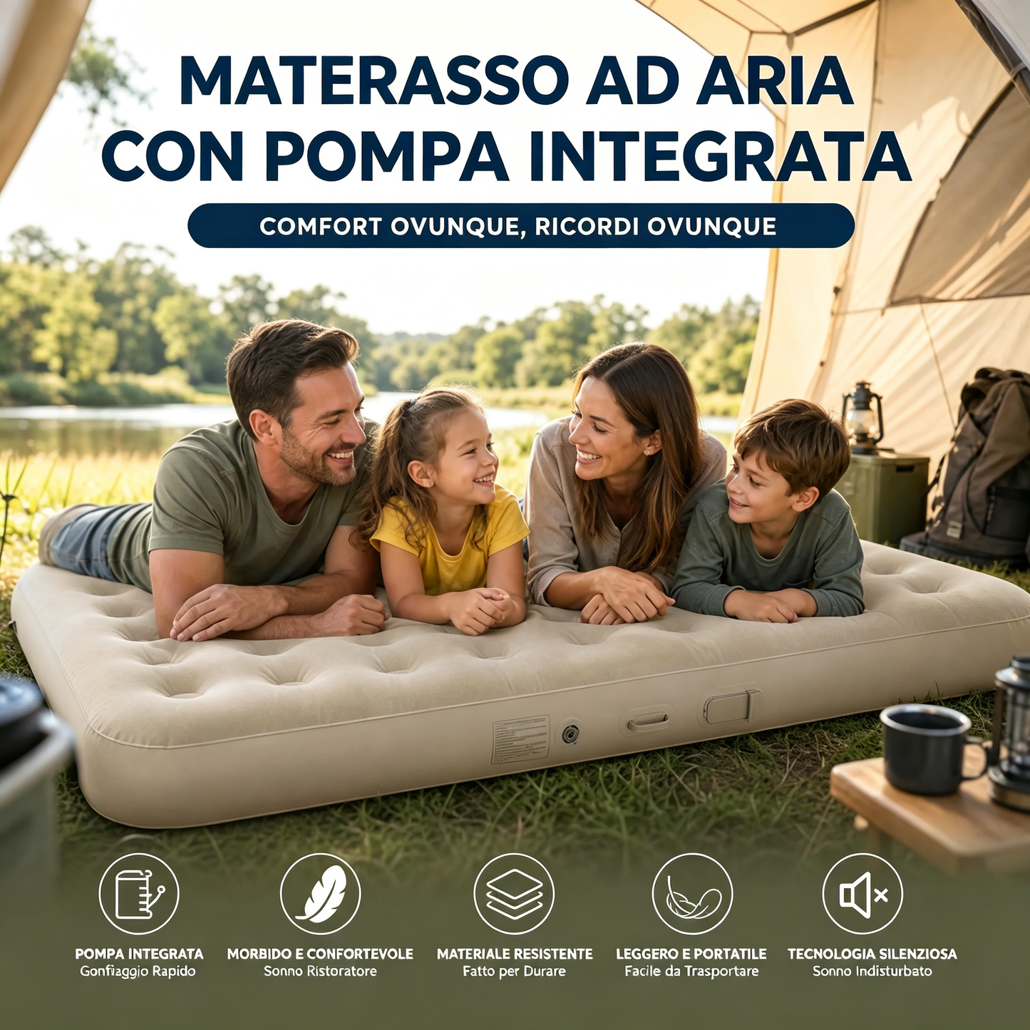 【🛏️ Prezzo Minimo Storico – Offerta Limitata!】💨 Materasso Gonfiabile Portatile con Pompa Integrata – Pompa Incorporata, Confezione Compatta & Montaggio Rapido – Ideale per Camping, Ospiti & Viaggi 🏕️