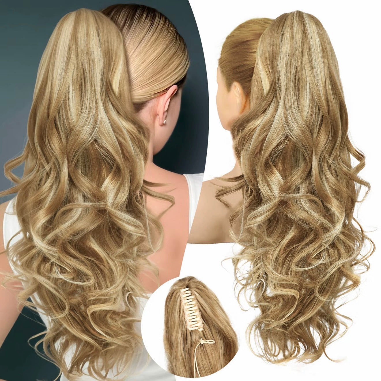 💜Promozione a tempo limitato 50% di sconto💜Extension con clip per coda di cavallo ondulata