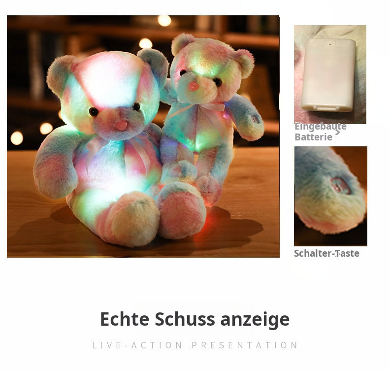 Orsacchiotto Peluche Luminoso con Luce LED Multicolore, Pupazzo Morbido per Bambini