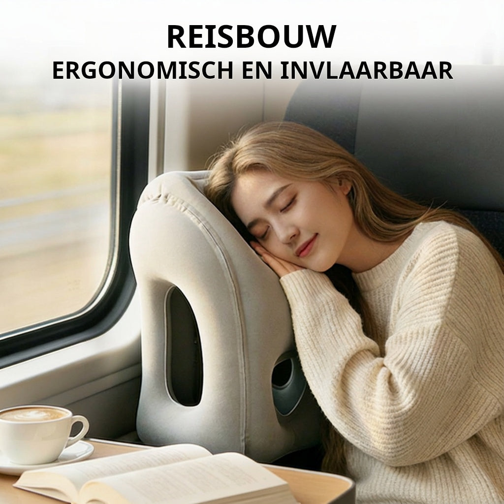 🧳 Risparmia il 50%! 💤 Cuscino da viaggio gonfiabile – comfort ergonomico in viaggio ✨