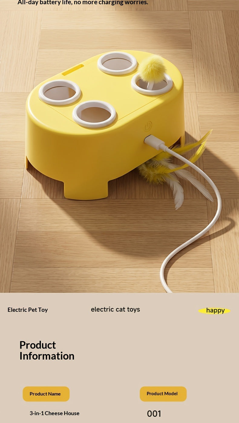 🐱Giocattolo Elettrico Intelligente 2 in 1 per Gatti | Scatola Formaggio Interattiva JUNGU H64