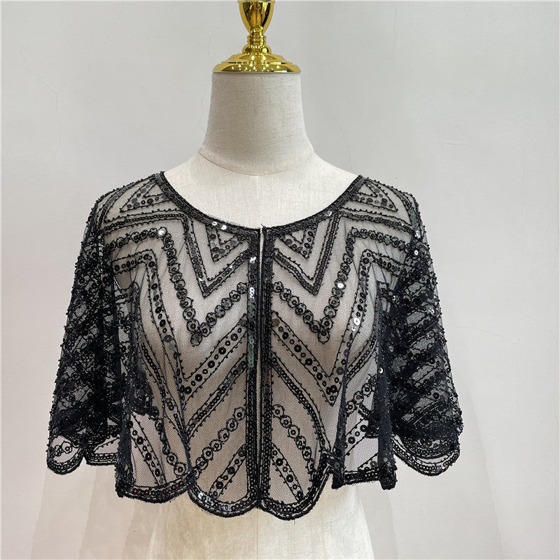 Stola di pizzo vintage con perline