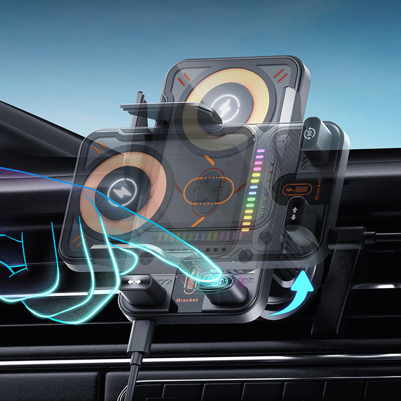 🔥SALDI CALDI 50% DI SCONTO🎁⚡Più di 50.000 venduti! 📱Supporto auto 2-in-1 ruotabile per telefoni cellulari e caricatore wireless⚡