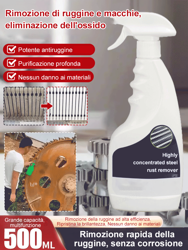 💥 Acquista 3, Ricevi 1 Gratis! 🔥 Spray Rimuovi Ruggine Altamente Concentrato – Elimina la Ruggine da Ferro e Acciaio in Pochi Minuti, Senza Sforzo!