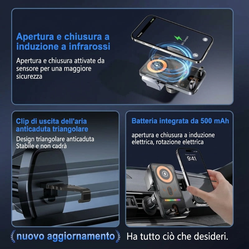 🔥SALDI CALDI 50% DI SCONTO🎁⚡Più di 50.000 venduti! 📱Supporto auto 2-in-1 ruotabile per telefoni cellulari e caricatore wireless⚡