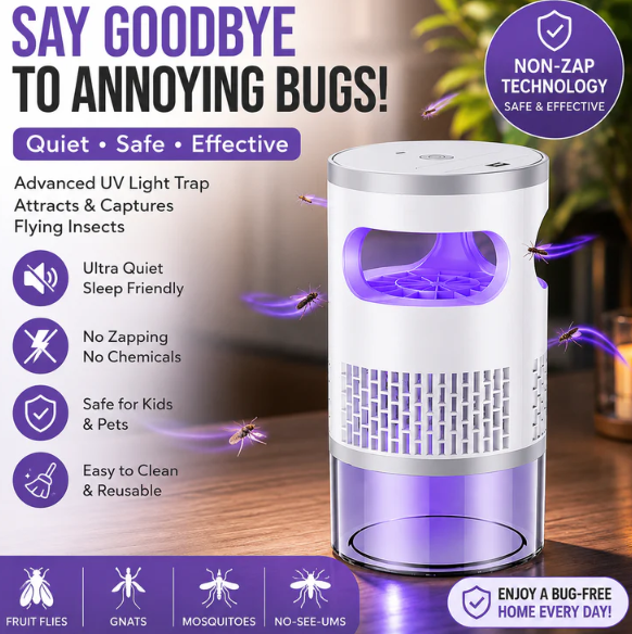 🔥OFFERTA IMPERDIBILE 💥50K+ venduti! 🦟 60% DI SCONTO! Lampada UV Antizanzare – silenziosa, USB, senza sostanze chimiche. 🔇🌙