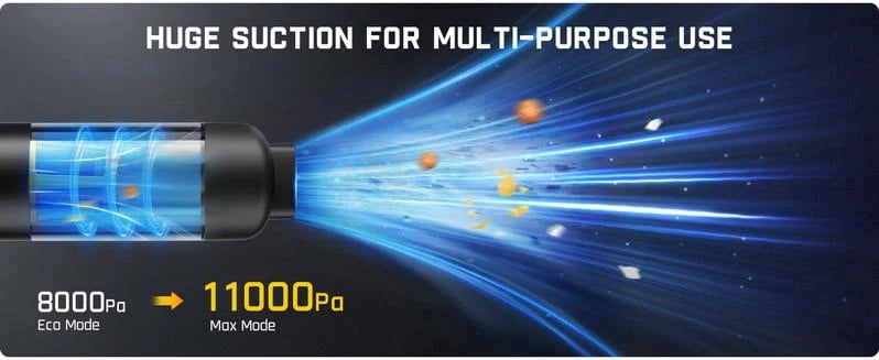 Aspirapolvere per Auto Senza Fili V8 Mate, Alta Potenza 12000Pa, Portatile e Compatto