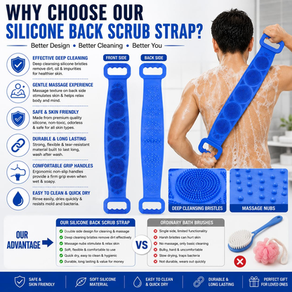 🧼Spazzola Esfoliante in Silicone per la Schiena, Doppio Lato con Setole Morbide in Silicone
