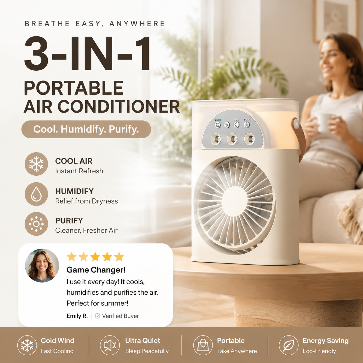 Condizionatore d'Aria Portatile 3 in 1 [Ultra Potente]