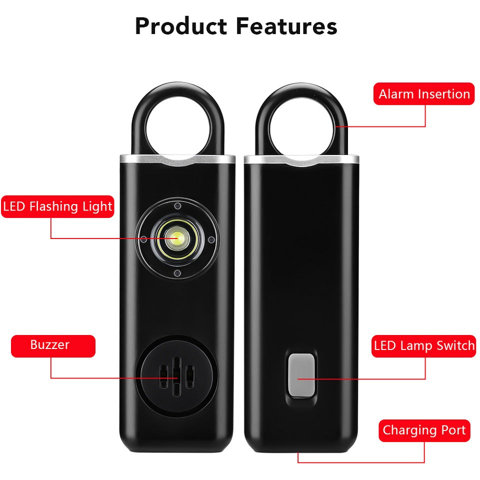 🚨Allarme personale di sicurezza ricaricabile Type-C✨130dB suono forte + torcia LED e luce stroboscopica SOS. Piccolo e portatile, avviso batteria scarica, antiurto. Perfetto per donne, bambini e anziani per emergenze✅
